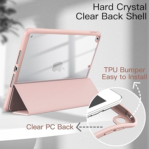 Miniatura 54 de JETech Funda para iPad de 9.7 pulgadas (6ª/5ª generación, 2018/2017) con soporte para lápices, carcasa trasera transparente transparente, soporte