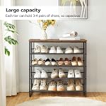 HOOBRO Shoe Rack, 5 Tier Shoe Organizer, Adjustable Shoe Shelves, Flat or Slanted, Holds 16-20 Pairs, Stable and Durable for Entryway, Closet, Rustic Brown and Black BF08XJ01