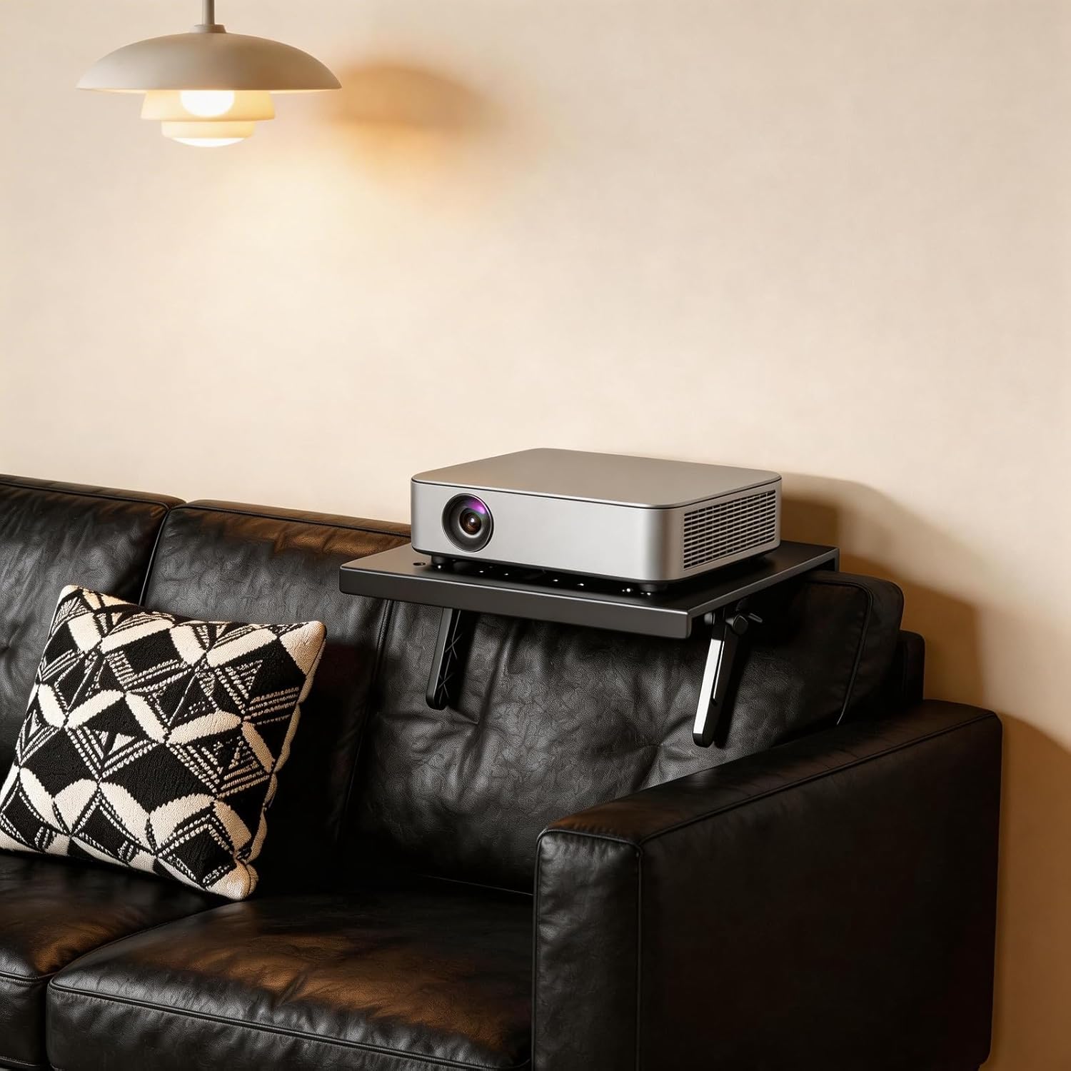 No Drill Projector Shelf, Adjustable Headboard and Sofa Projector Mount, Wall Mounted Shelf for Projector, Small Devices, Space Saving Projector Stand for Bedroom, Living Room, Office