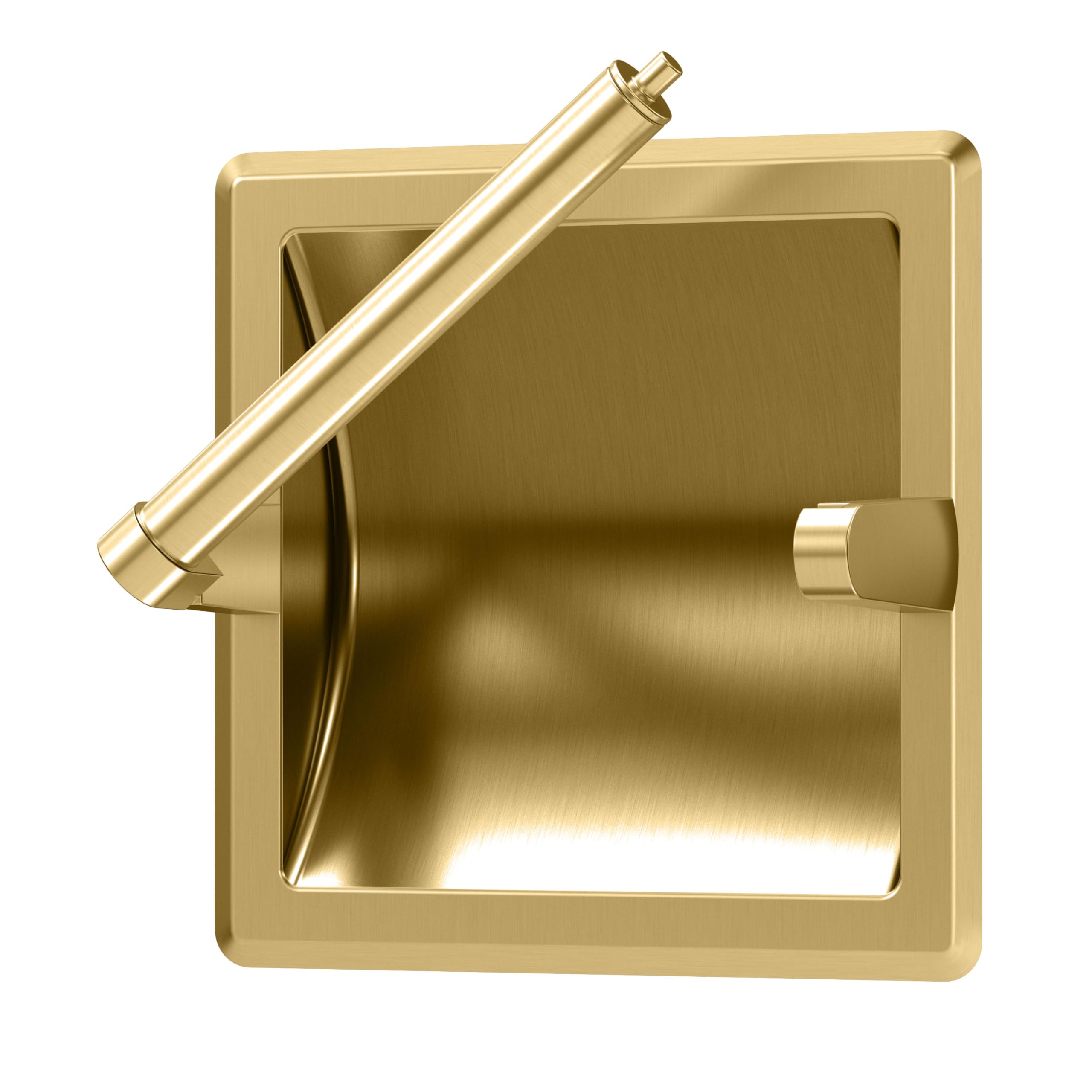 Gatco 753 Recessed Pivoting Toilet Paper Holder, Wall Mounted, Heavy Duty Metal Tissue Holder for Bathroom – Available in Brushed Brass — Amazon image 3