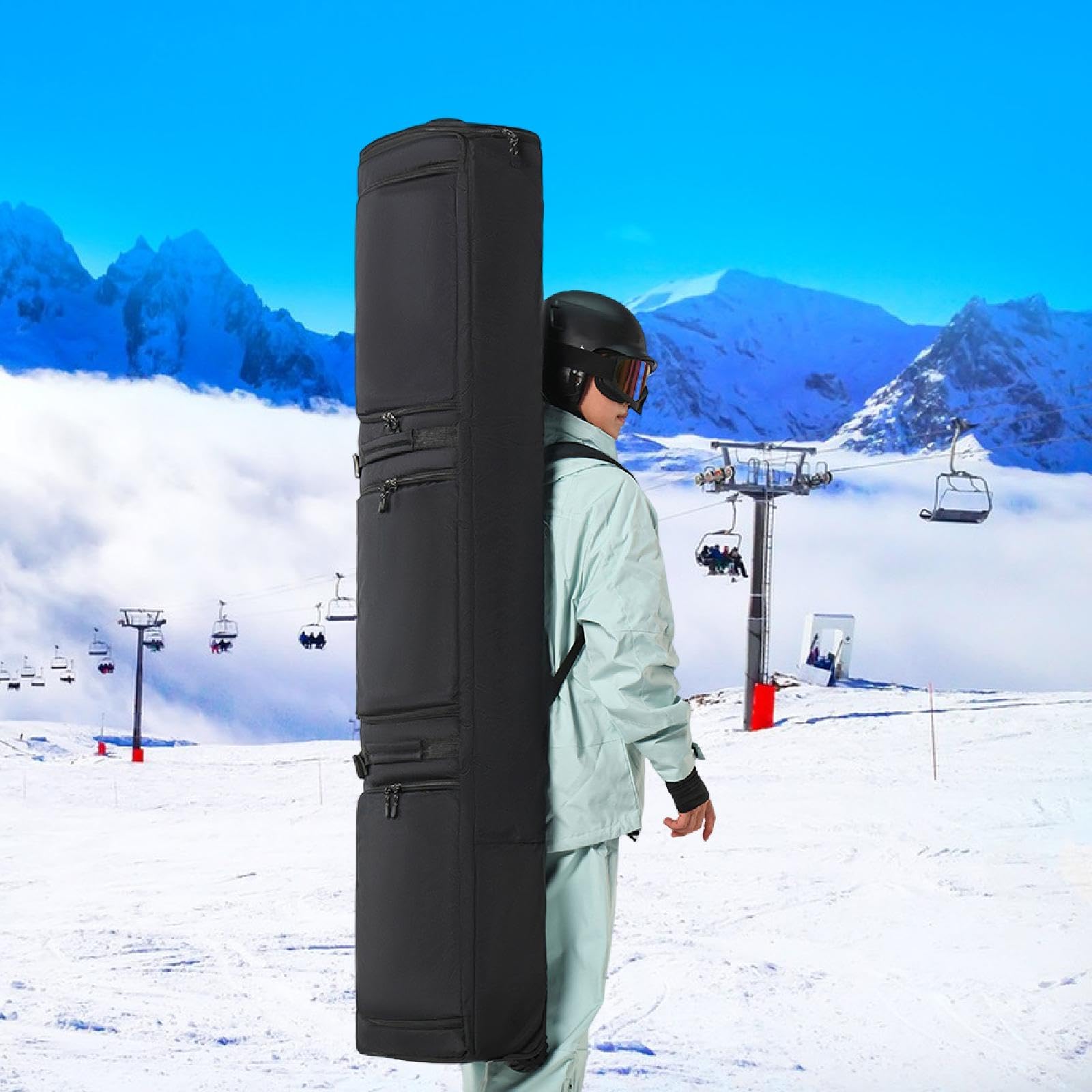 Snowboard Aufbewahrungstasche Rollender Ski Rucksack mit Rädern Stiefel Jacken Organizer wasserdichte Tasche für Flugreisen Familiena