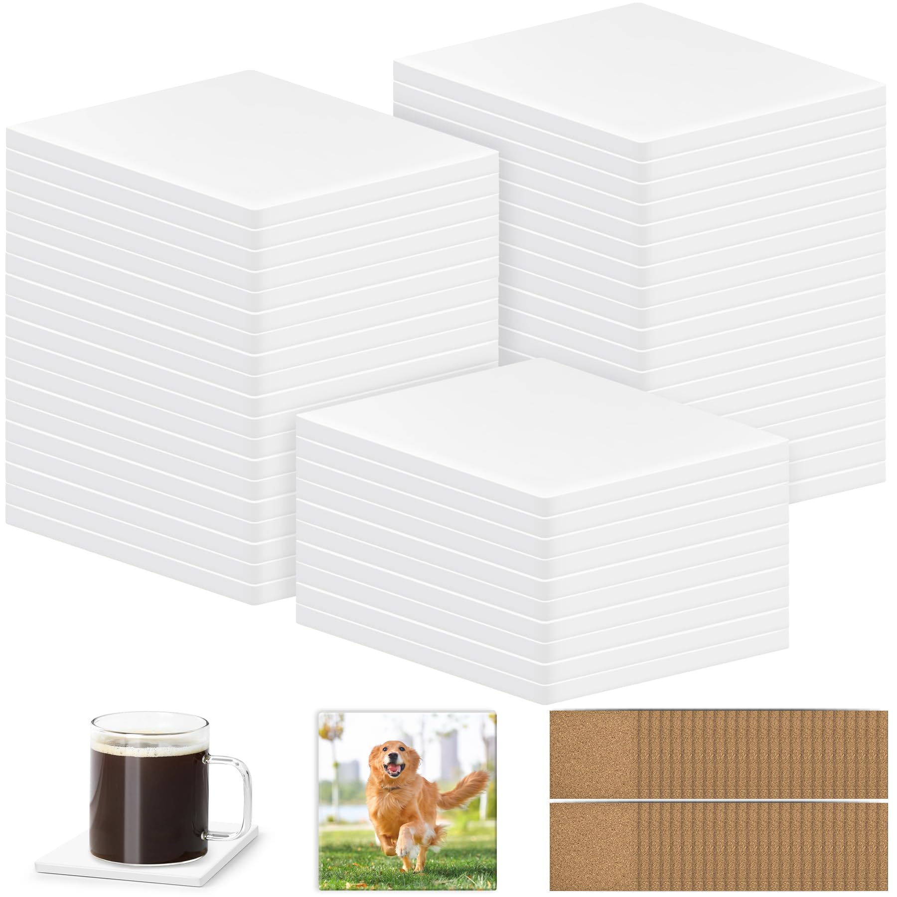 phepetroll 48 PCS Sublimation Coasters Ceramic Tiles