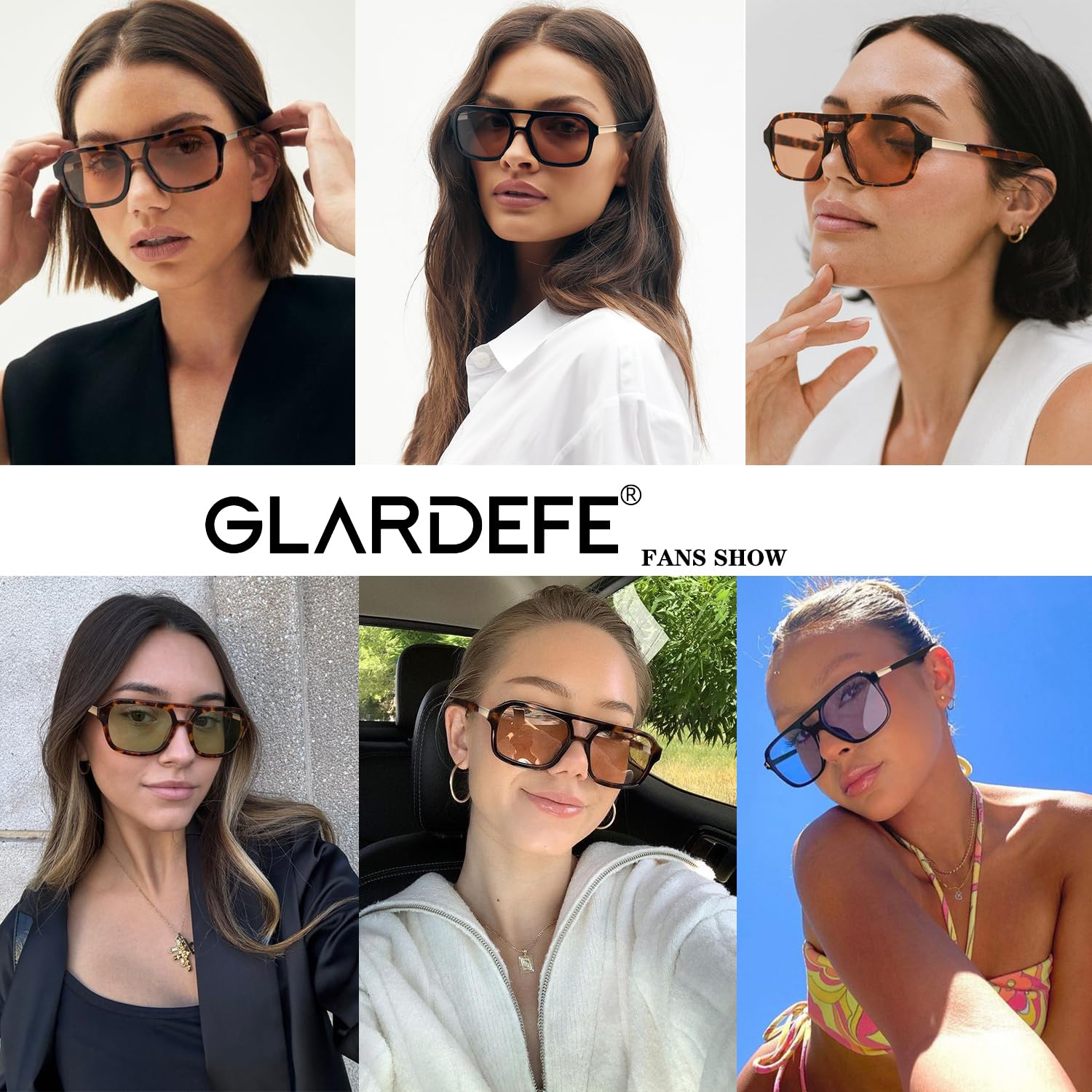 Lentes de sol polarizados retro de aviador para mujeres y hombres, lentes de sol cuadrados modernos, Lente A3 Leopardo/Marrón Gradiente + Lente Negra/Gris Gradiente 2