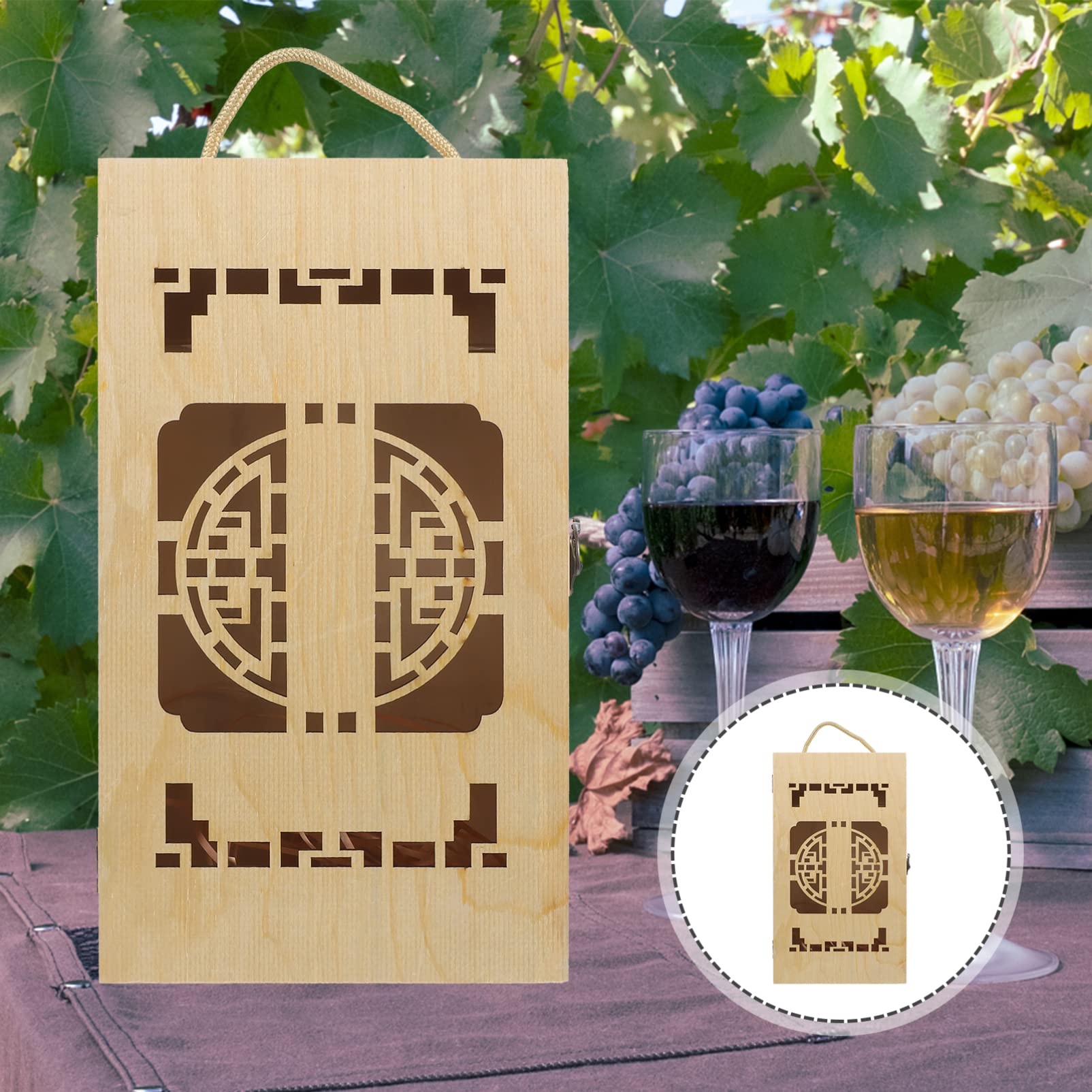 MAGICLULU Scatola Regalo Per Vino in Legno Scatola Per Bottiglia Di Vino Portatile Per Compleanni Matrimoni Feste e Eventi Speciali