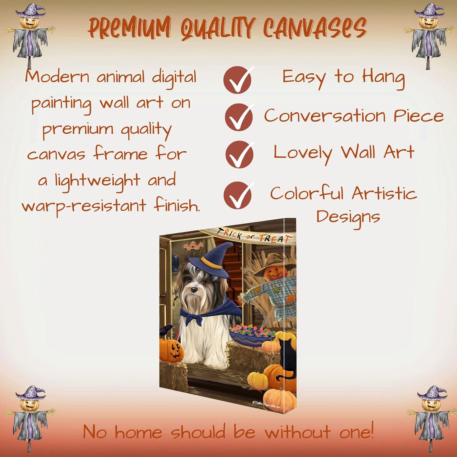 Enter at Risk with Biewer Terrier Dogs Canvas Wall Art - Premium Quality Ready to Hang Room Decor - Black Floating Framed 16" x 24"