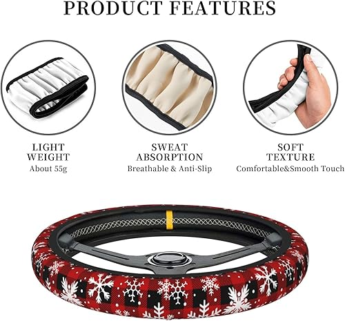 Miniatura 7 de Funda universal para volante de Navidad de 15 pulgadas, accesorios de automóvil, protector para mujeres y hombres