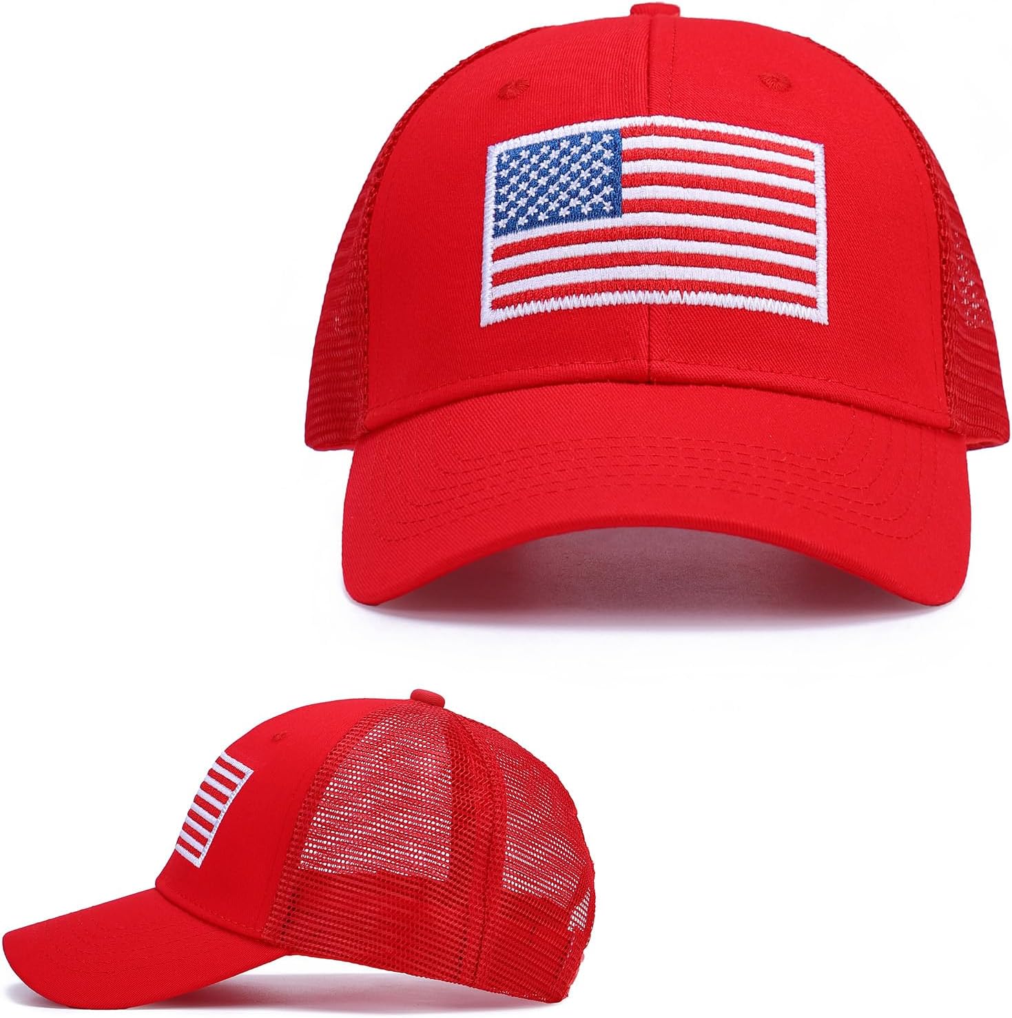 American Flag Hat, Adjustable Fit USA Baseball Cap for Men Women, Outdoor Ball Caps Mesh Snap Embroidered Cap