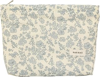 Makeup Bag Travel Cosmetic Bag for Women Floral Makeup Bag Small Cosmetic Pouch Purse with Zipper Gifts for Girlfriend and Best Friend(Blue flower)