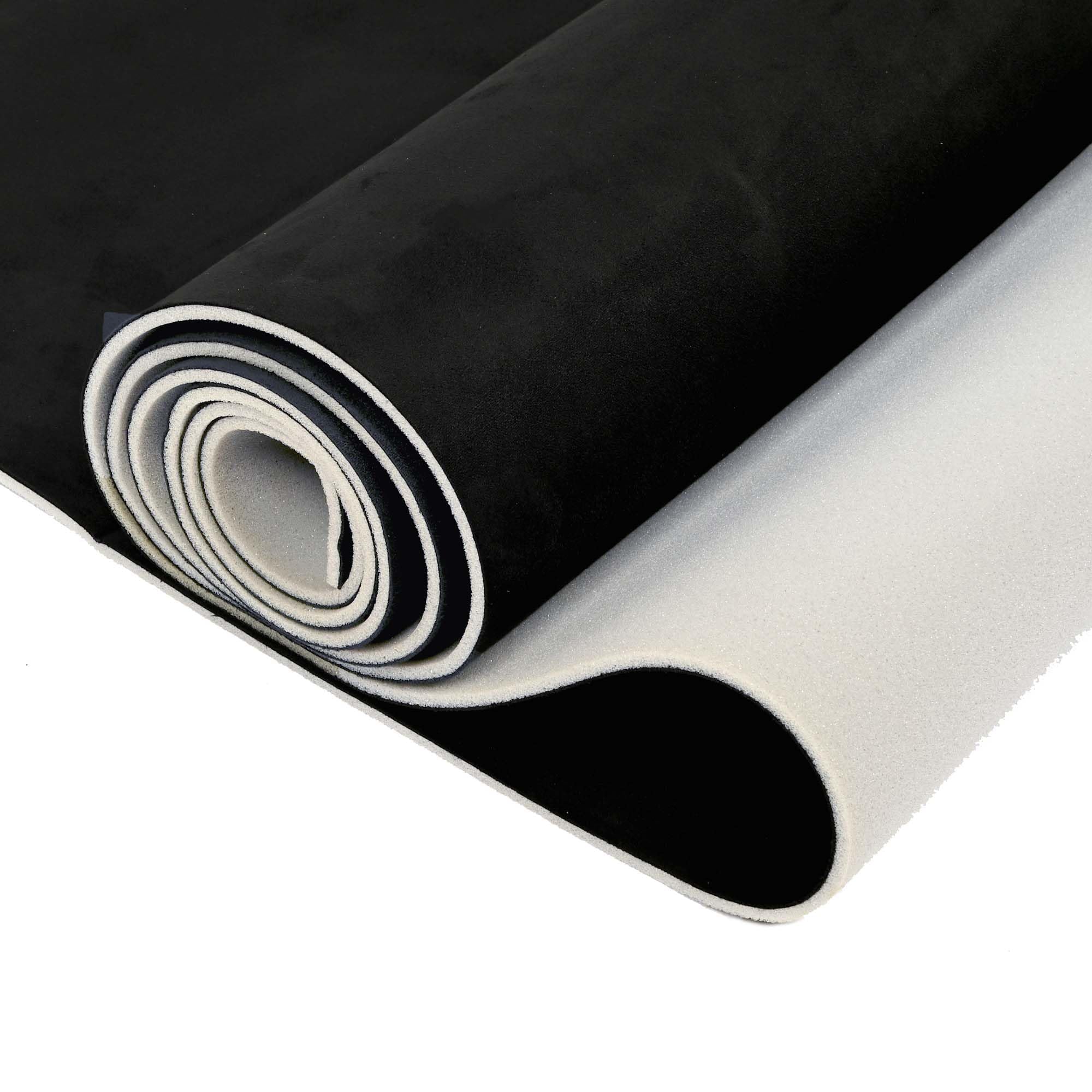 uyoyous Tissu Ciel de Toit Voiture, Rrevêtement Intérieur avec Doublure | en Mousse de 4 mm, Tissu en Daim Noir 150 x 250 cm Tapisser Toit et Porte de Réparation pour Voiture Caravane Bateau