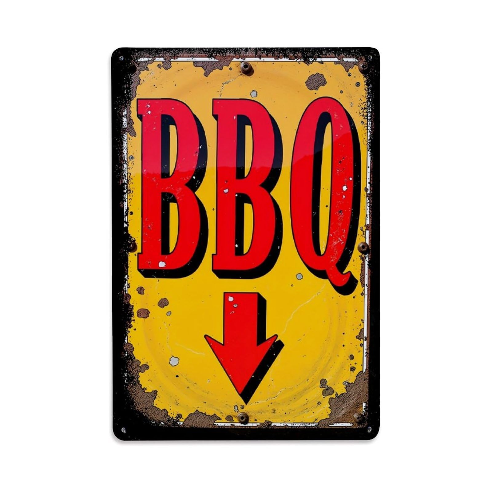 Jdyaojiesheng Vintage Bbq Sign With Arrow Down Tin Sign Retro Metal Wall Decor Metal Poster, Home Bar Garage Farmhouse Cafe Wall Art Decoration 8X12inches