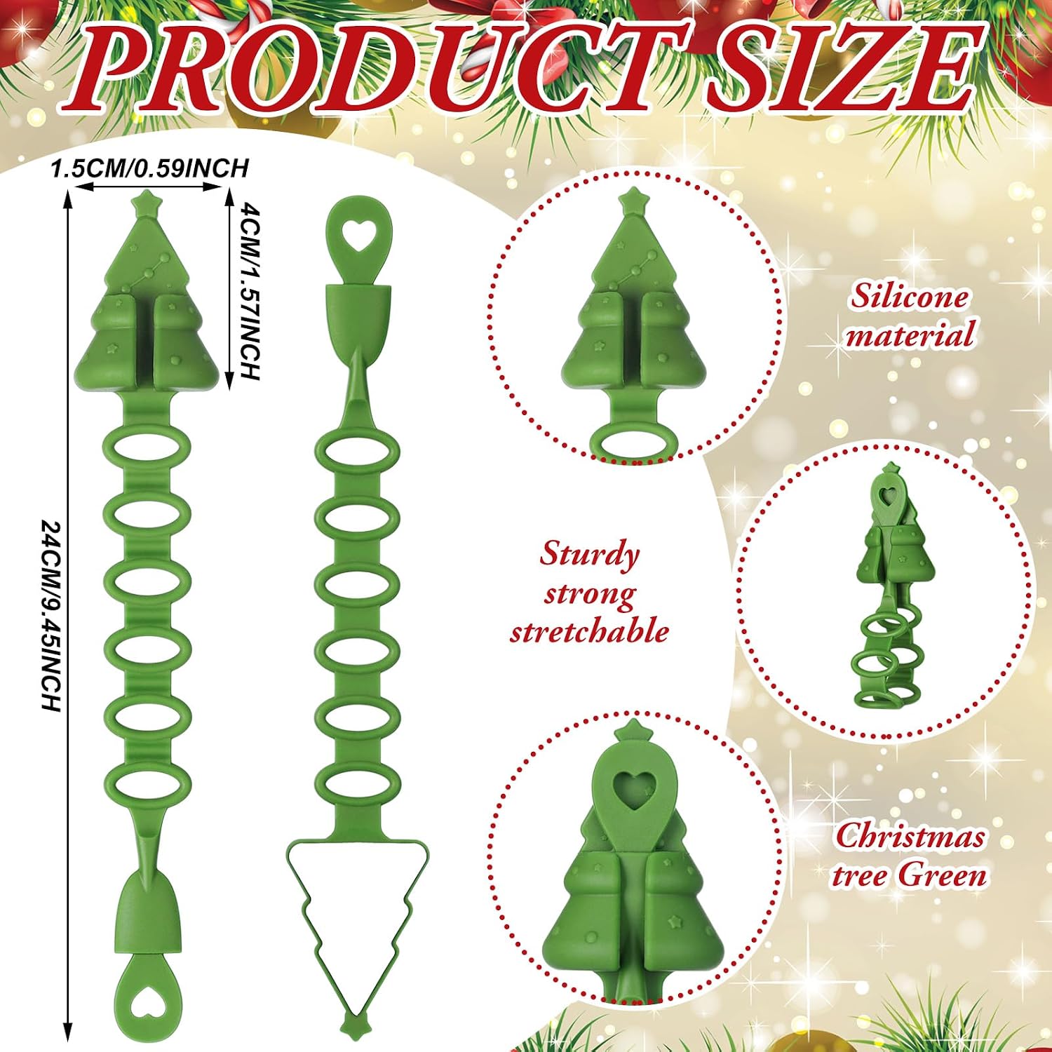 Cinnvoice 12 Pcs Christmas Garland Decorative Hanger for Mantle Banister Ties Christmas Tree Garland Hold Adjustable Bendable Wreath Fireplace Stocking Holder for Xmas Stair Indoor (Lime Green)