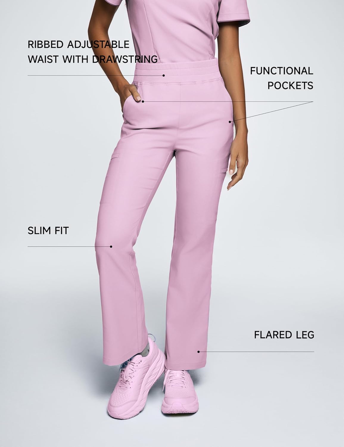 Sedona Flared Scrub Pants for Women – High-Waisted, Slim Flared Fit with 6 Functional Pockets, Stylish Design - Image 4