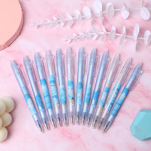 Miniatura 6 de 12 bolígrafos de gel borrables, hacen desaparecer los errores, punta fina de 0.020 in, escritura suave para rompecabezas de planificación, tinta