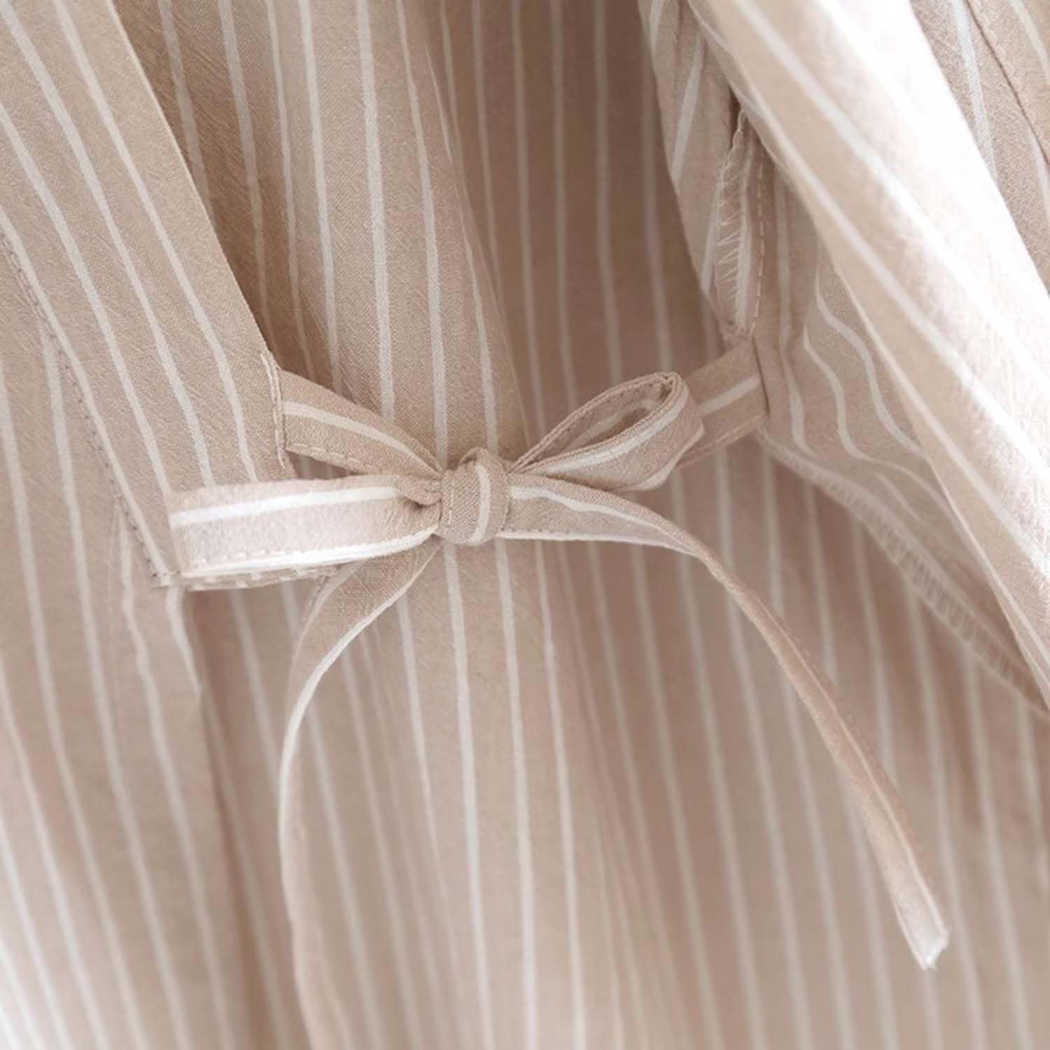 Pijama clásico Tradicional de Estilo japonés, Elegante Bata de baño de algodón, Ropa Casual para Hombres y Mujeres, Rayas Beige, Rayas Beige, M