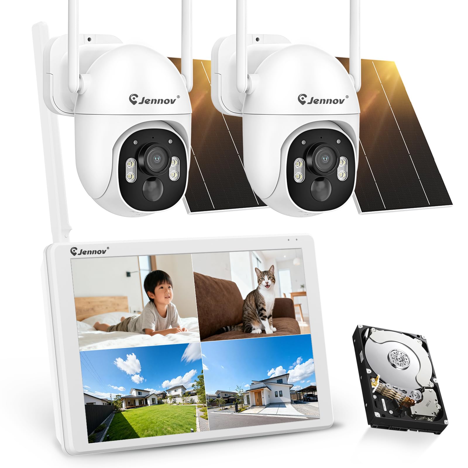 当日発送 防犯カメラ 監視カメラ ワイヤレス デュアルレンズ 400万画素 無線 wifi 屋外セキュリティカメラ 防水 自動追尾 双方向通話 単純な設定 工事不要 屋 Amazon.co.jp: 【完全無線】Jennov 防犯カメラ 屋外 ソーラー