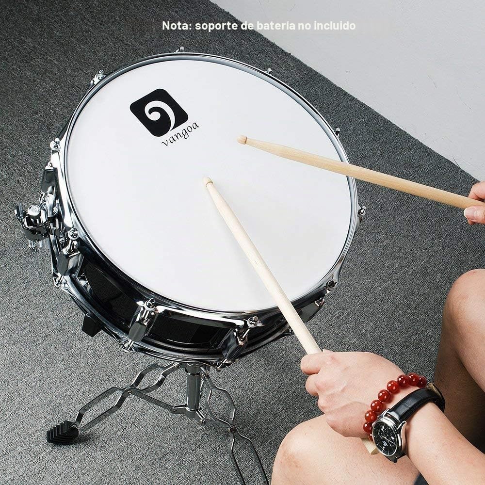 Vangoa Tambor de Caja Tarola Snare Drum 14 Pulgadas para Profesionales, Estudiantes y Principiantes Llave de Afinación, Baquetas y Almohadilla de Práctica Tambor Acústico de Madera