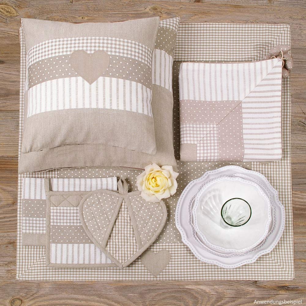 Matches21 Table Linen Fabric Place Mat Country House Premium ROSI Grey & White Red Polka Dots & Heart 33 X 48 Cm Pack Of 1 - View #12