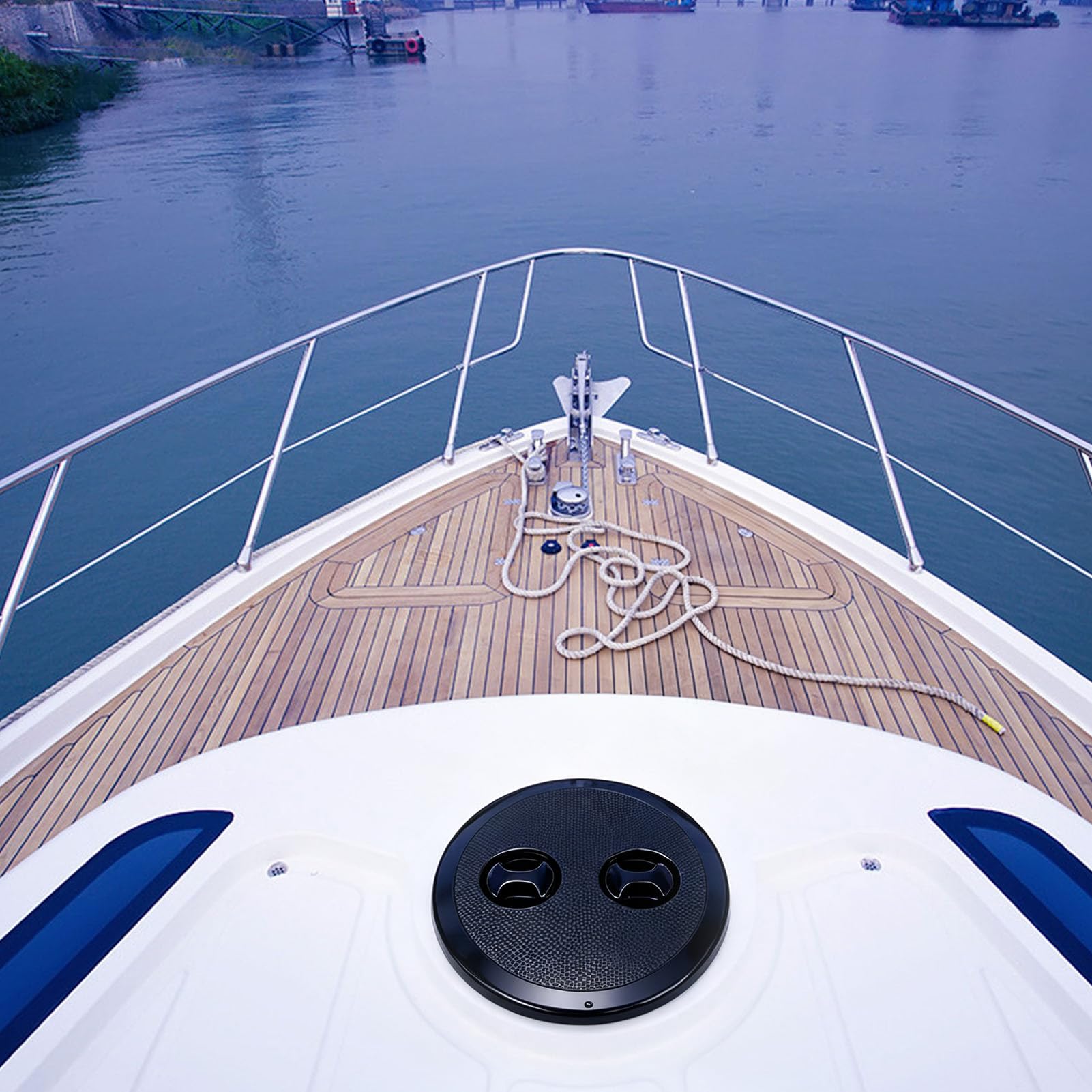 Tbest Coperchio di Ispezione Rotondo da Ponte per Barca, Tappo di Accesso | Tenuta Stagna, Superficie Testurizzata, Maniglie Girevoli, Portello, Uso Yacht