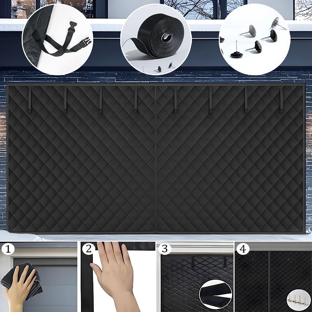 Générique Rideau De Porte De Garage Magnétique À Isolation Thermique, Kit D'isolation pour Porte De Garage pour l'hiver Rideau Isolant Thermique Tissu Oxford, pour Terrasse Extérieur(Gris,250x220cm)