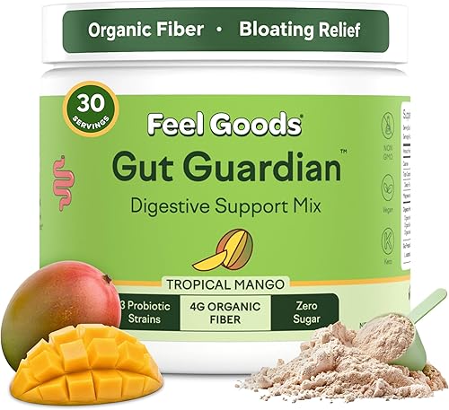 Miniatura 13 de Feel Goods Gut Guardian, Mezcla de bebida en polvo para la salud digestiva, polvo de fibra probiótica con prebióticos y L glutamina para la salud