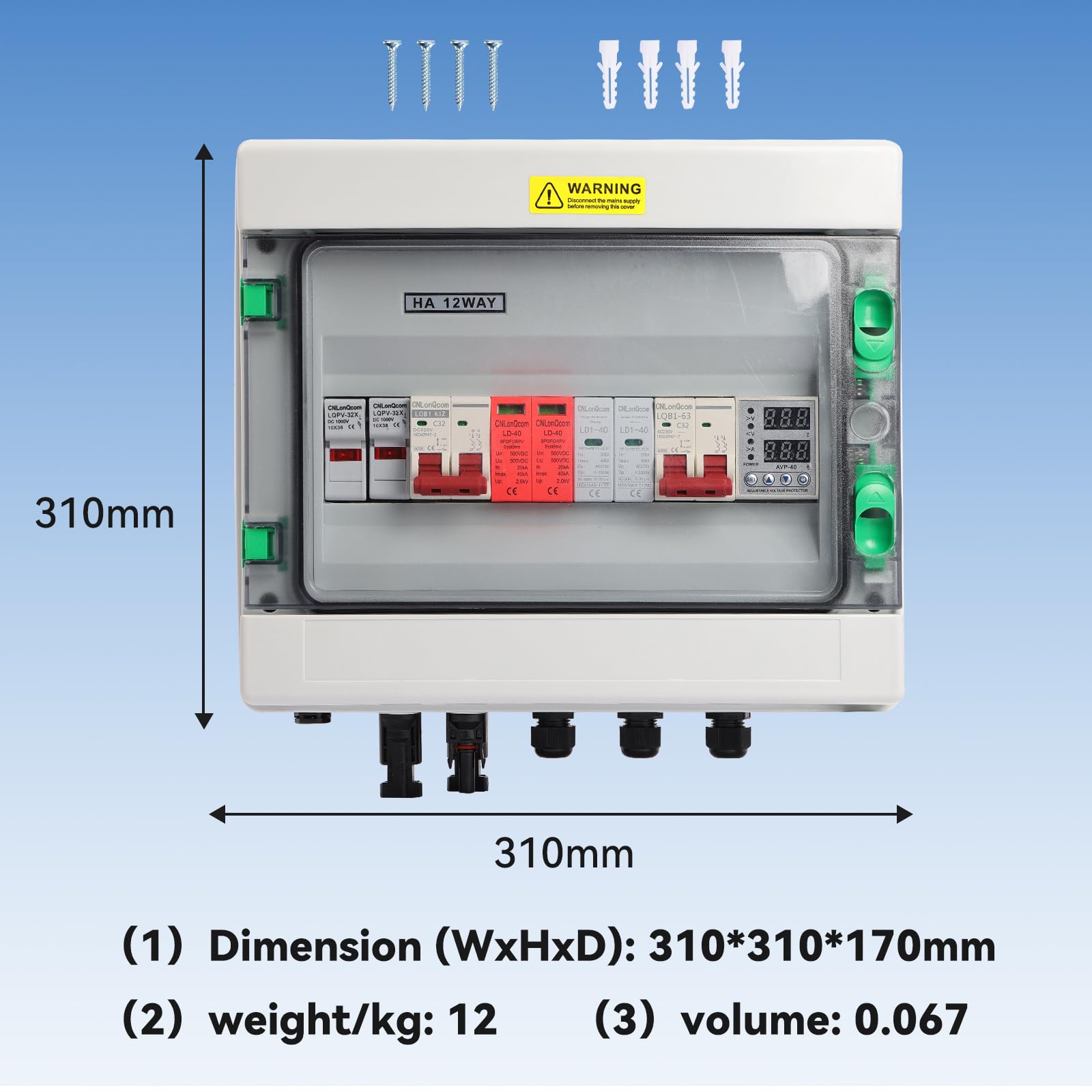 Protezione da sovratensione per impianti fotovoltaici - Scatola di giunzione solare DC500V1-1 + AC230V1-1, interruttore di sezionamento CC per protezione da fulmini per sistemi