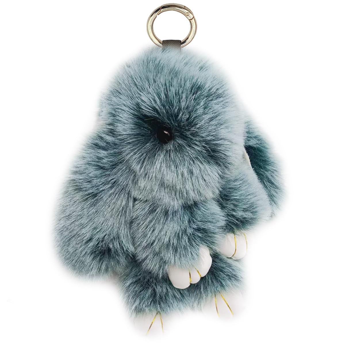 Bunny Keychain Soft Fluffy Rabbit Keychain 7in Handmade Cute Colorful Rabbit Fur Pom Pom Key Rings for Women