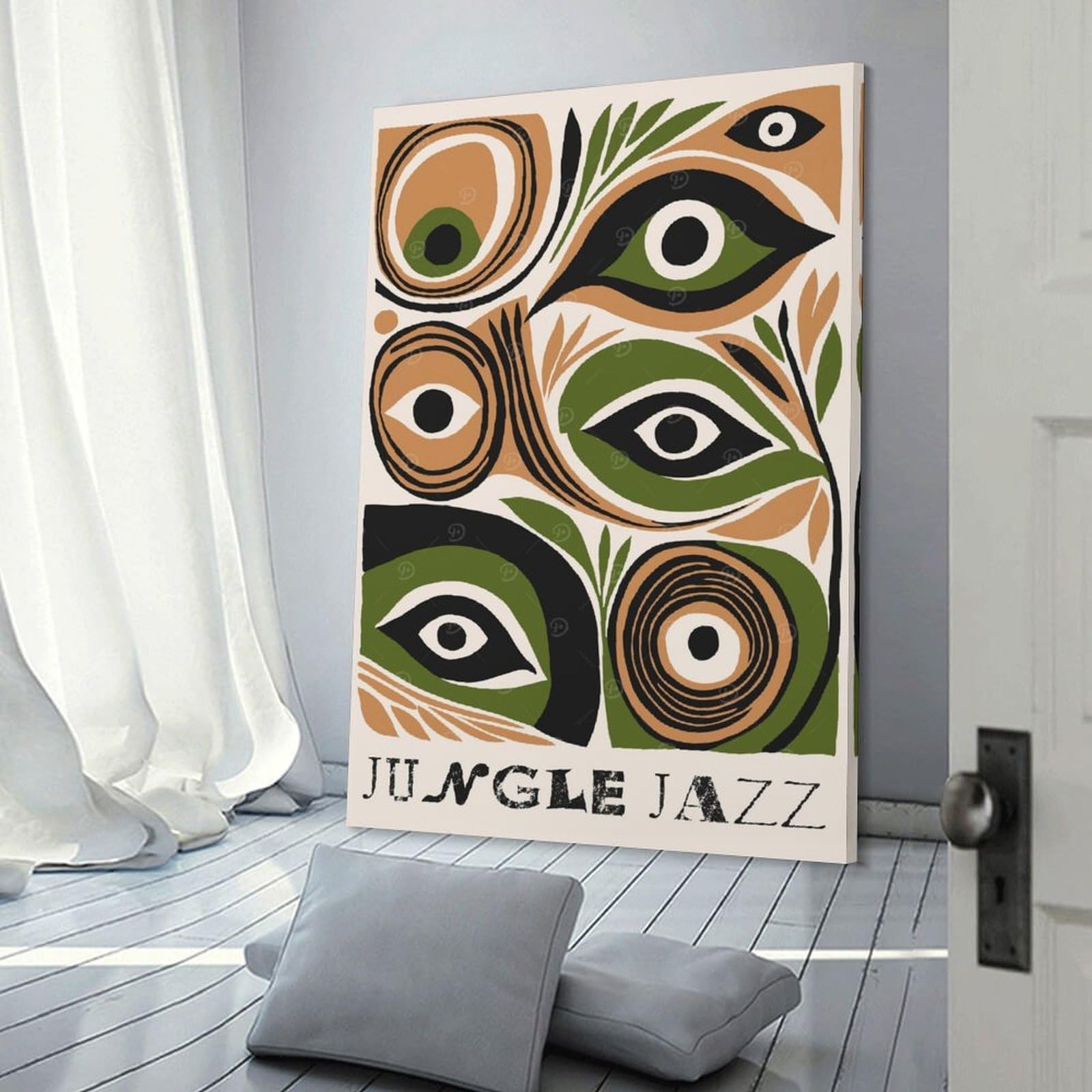 Junmoney Decorative Wall Artwork Jungle Jazz Music Art, 20x30inch(50x75cm), for Living Room, Lounge Or Sitting Room, Modern Wall Decor for Cosy Interiors