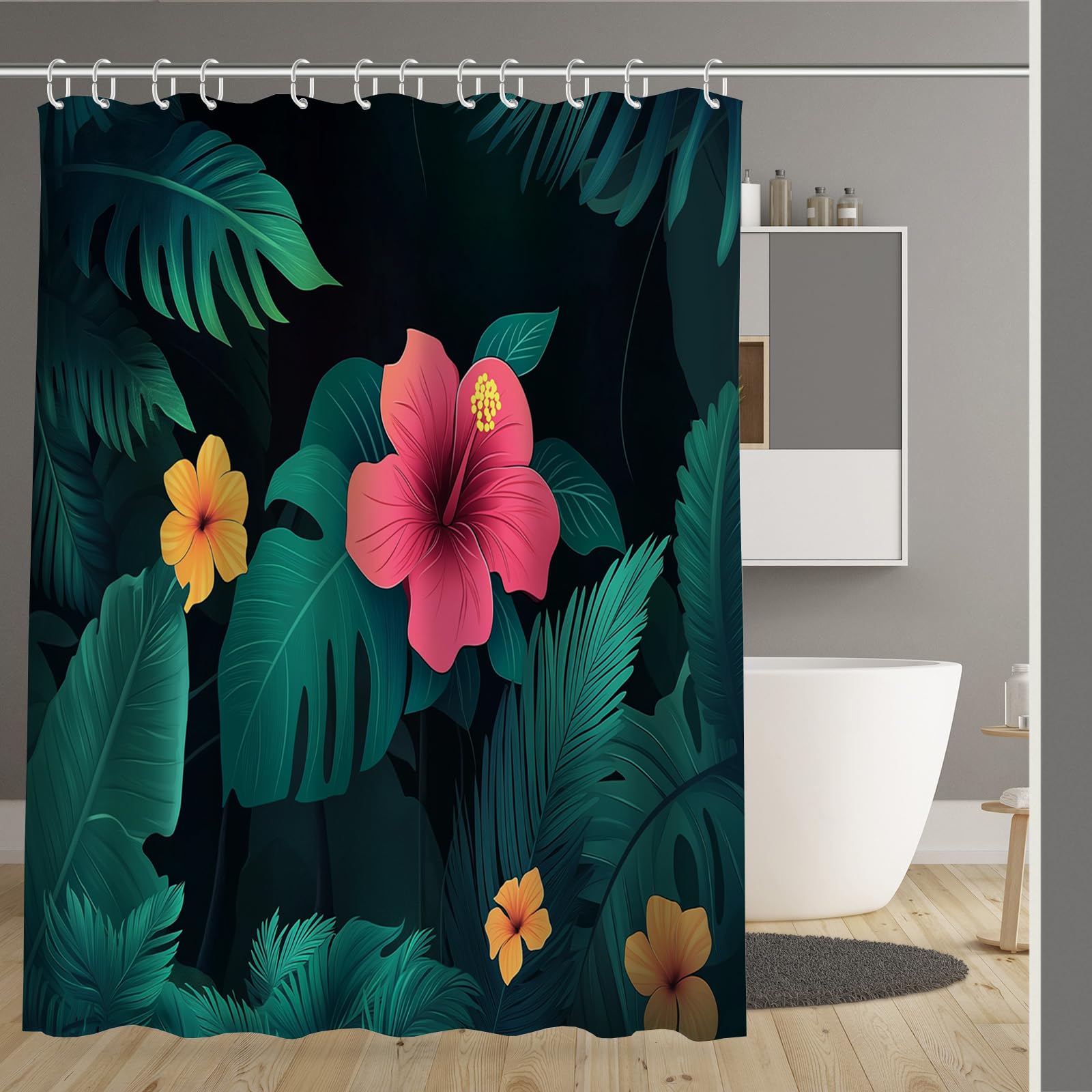 Rideau de douche imperméable en tissu polyester pour éviter les fuites d'eau au sol