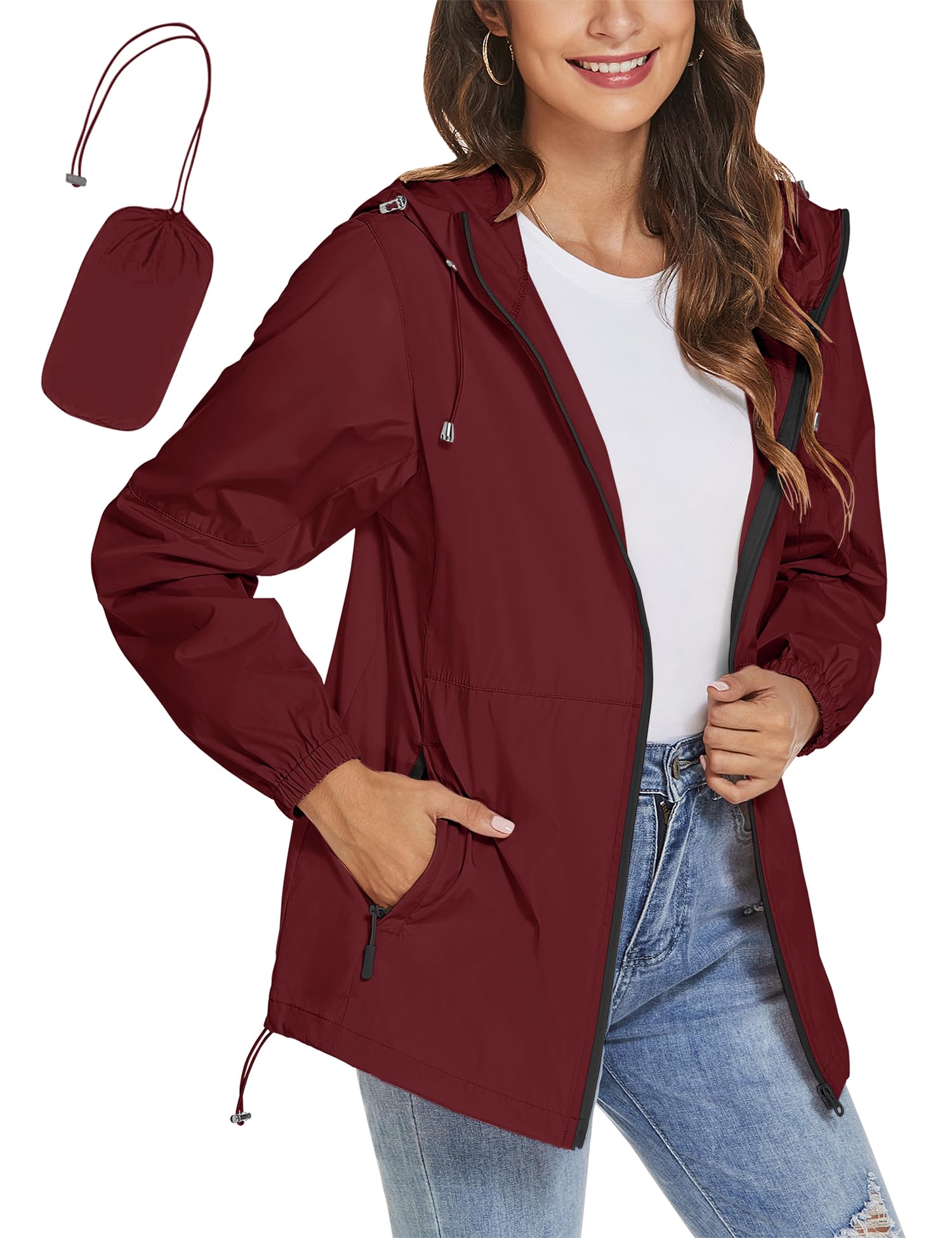 TCOT Womens Rain Jackets Waterproof Windbreaker Jackets lightweight Portable Rain Coat