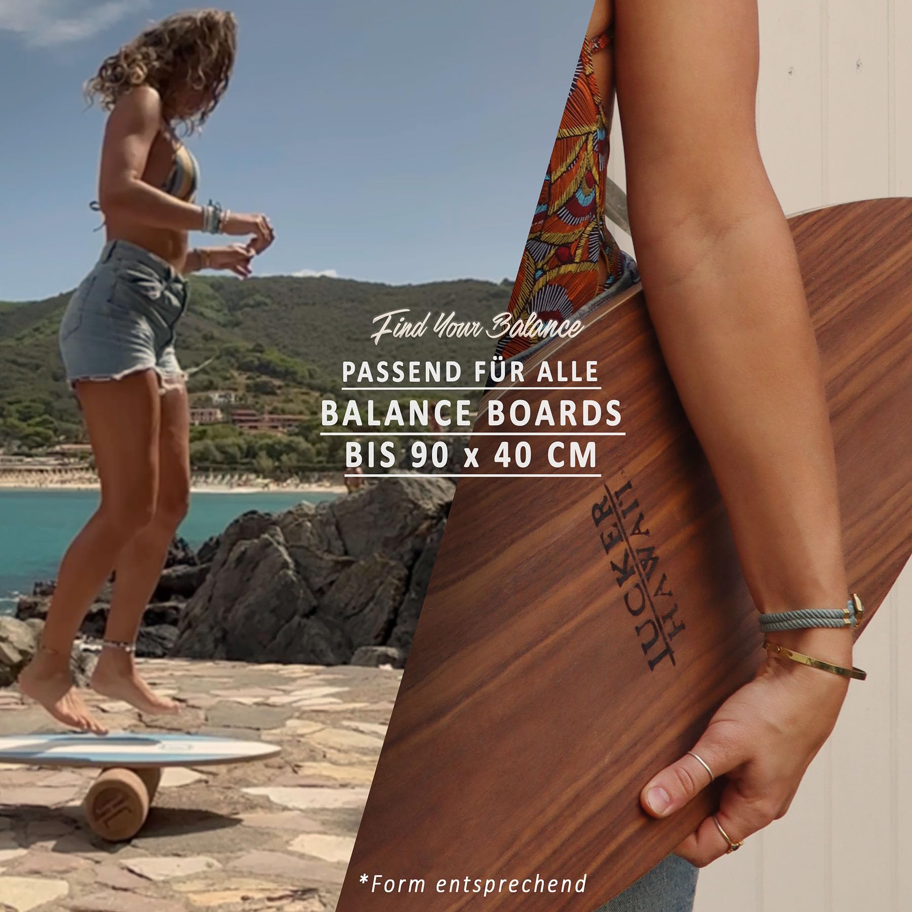 JUCKER HAWAII Balance Board Tasche - Passend für alle Balance Boards bis 87 x 39 cm in entsprechender Form, Rolle Tasche für Board, Rolle und Matte - Board Bag mit praktischem Schultergurt