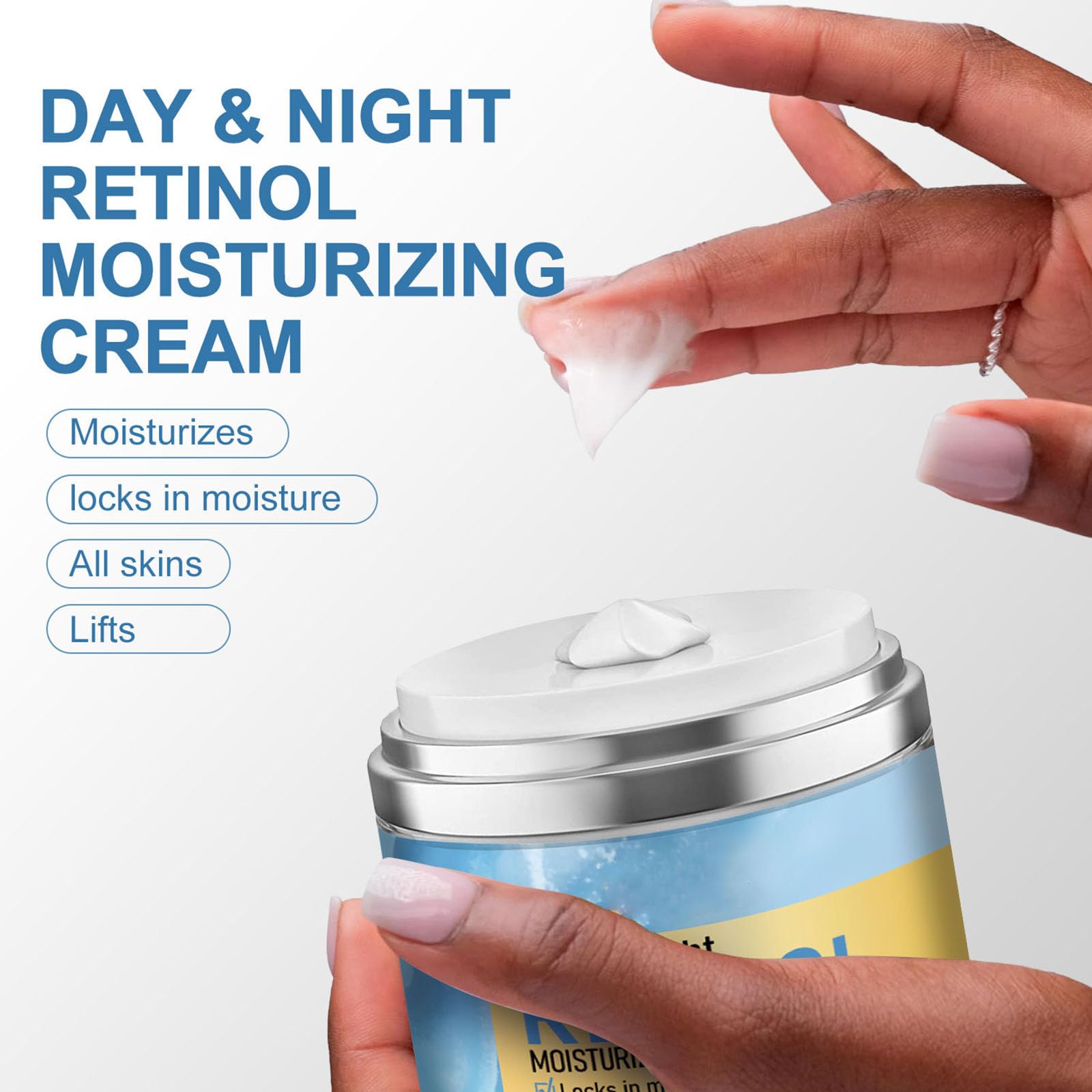 Retinol Moisturiser for Face Day & Night Retinol Moisturising Cream, With Hyaluronic Acid & Ceramide - Image 2