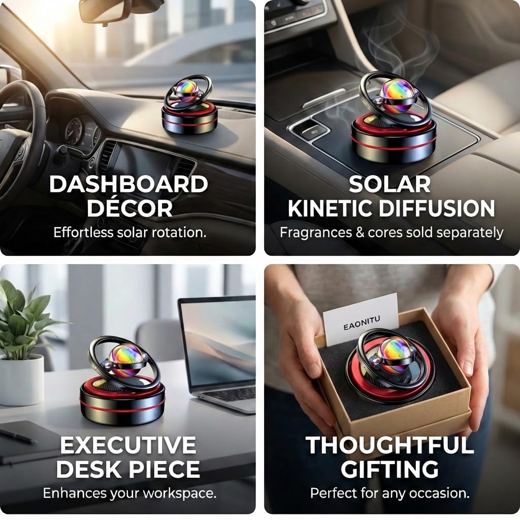 Solar Celestial Fidget Spinner Lucky Car Decoration Automatyczna zasilana słońcem akcesoria domowe i samochodowe, wymiana prezentów urodzinowych na Dzień Ojca, dyfuzor zapachowy, perfumy nie są