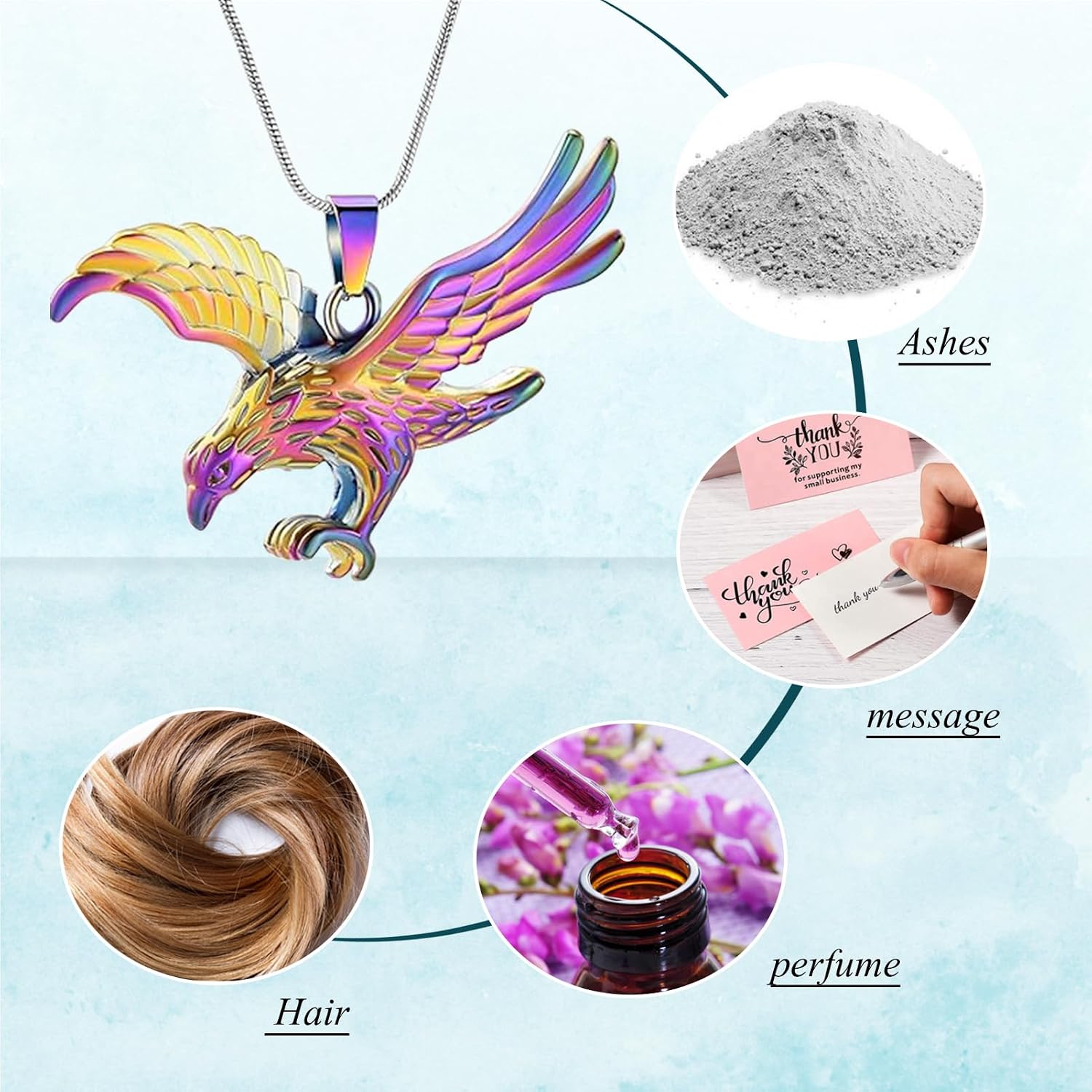 Eagle Urn Necklace for Ashes Animal Cremation Jewelry for Men Women Stainless Steel Memorial Necklaces Ash Holder for Human Pets Keepsake Jewelry of Loved Ones with Fill Tool image 3