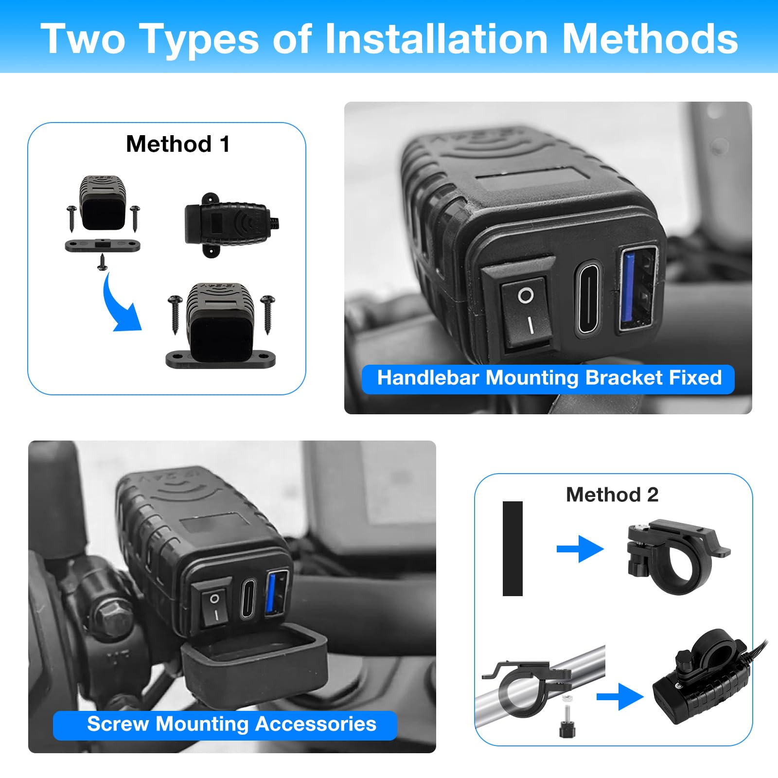 JZK Adattatore SAE a USB 2.1A SAE porta USB impermeabile a scollegamento rapido con fusibile in linea, cavo presa 12V-24V per moto cellulare tablet GPS