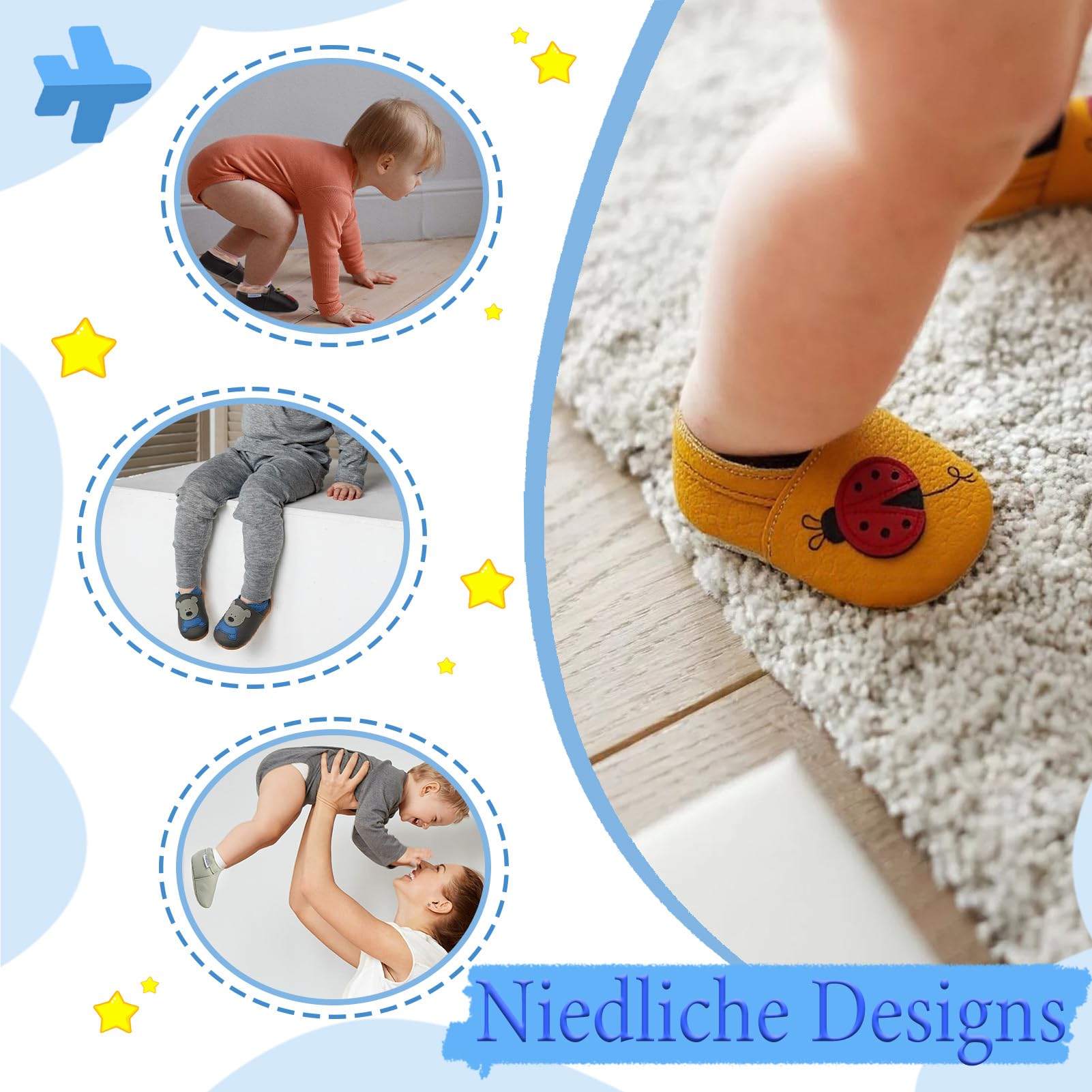 YIHAKIDS Krabbelschuhe Babyschuhe Leder Babyhausschuhe Lauflernschuhe Lederpuschen Jungen Mädchen Hausschuhe 0-3 Jahre - 5