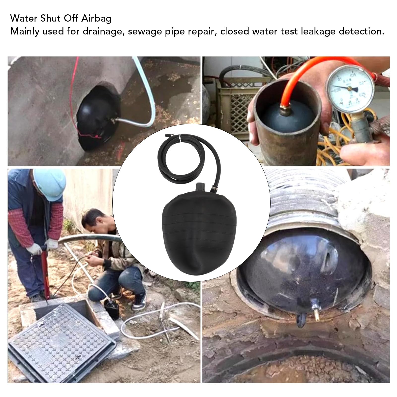 TOPINCN Tappo per Tubi Gonfiabile, Tappo di Prova per Fognatura in PVC, Tubo di Prolunga Ad Alta Elasticità, Palloncino di Prova in Gomma per L'ispezione delle Condotte Fognarie per Il (L)