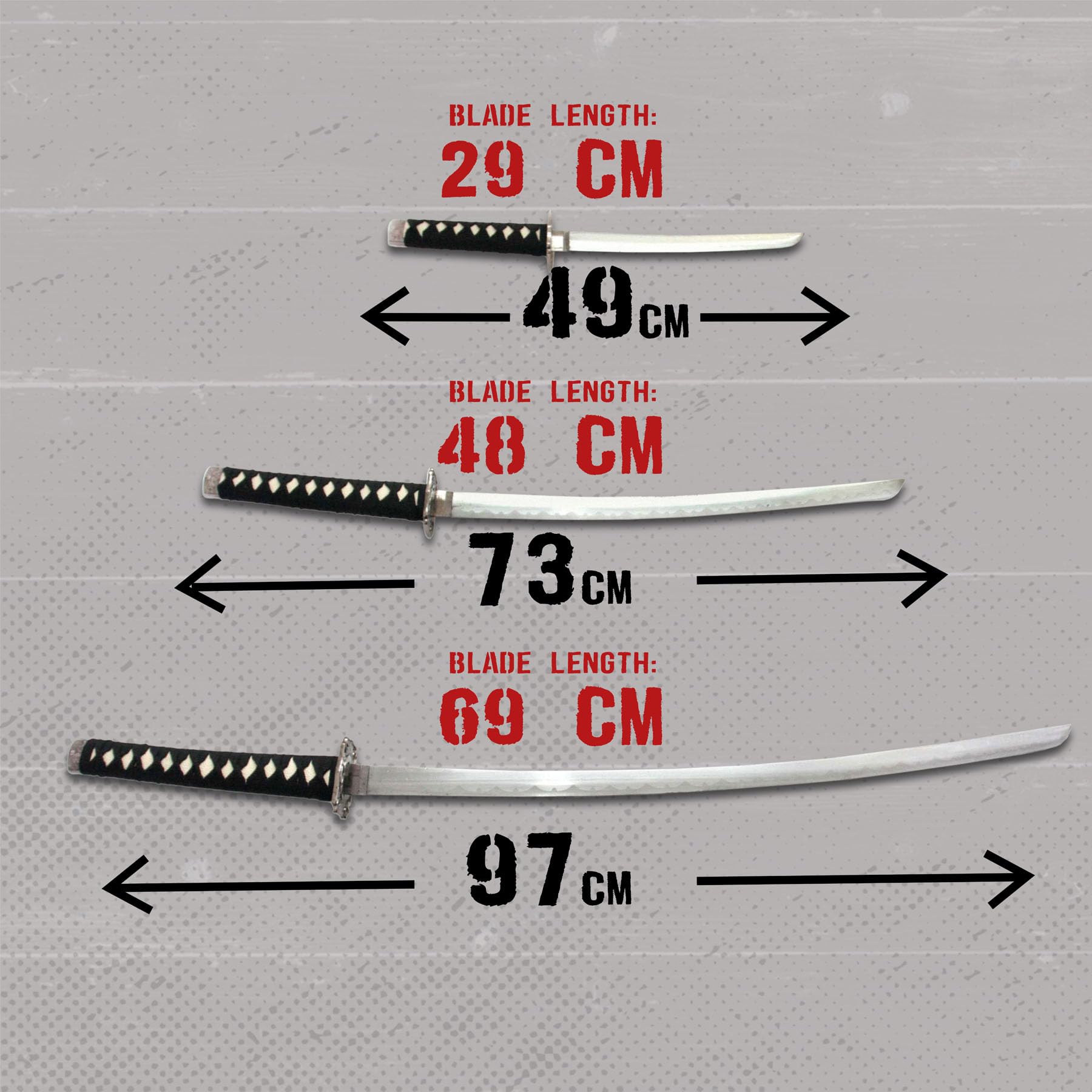 Swords and more Samurai Schwert Set, Samurai 3er Set Samurai Schwerter, Edelstahl, Schwert Metall, Katana Set mit Katana, Wakizashi & Tanto – Katana Schwert, inklusive Schwertständer, als Samurai Deko