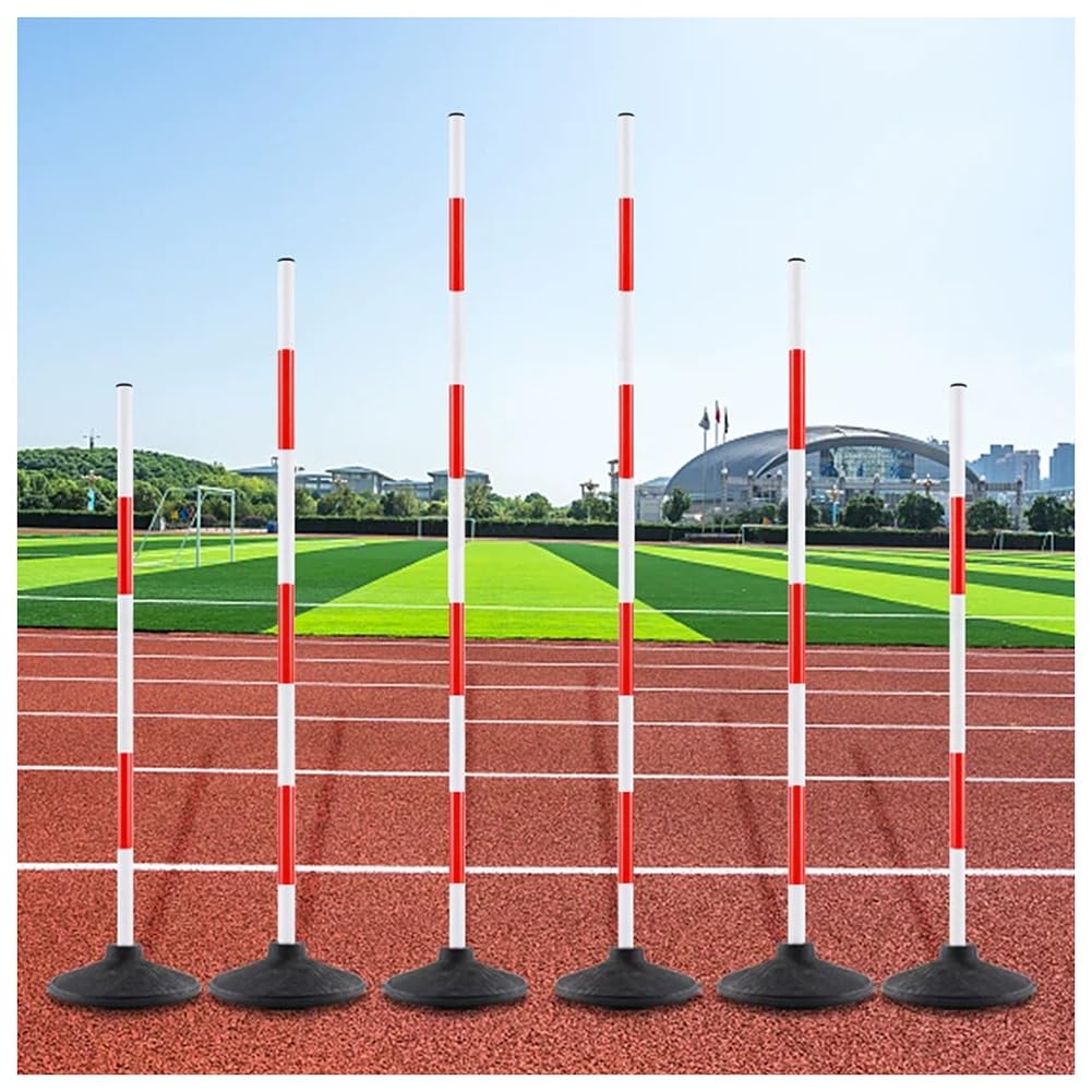 exproyzk Set di Aste per Agilità Rosso-Bianche, Aste Smontabili per Allenamento di velocità E Sport con Base in Gomma da 2 kg; Adatte per Calcio, Rugby, Basket, Uso Interno(1.8m)
