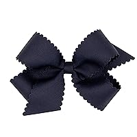 Vista 34 de Wee Ones Lazo clásico de grogrén para niñas con bordes festoneados, pinza antideslizante para el cabello, hecho a mano, blanco antiguo, mini