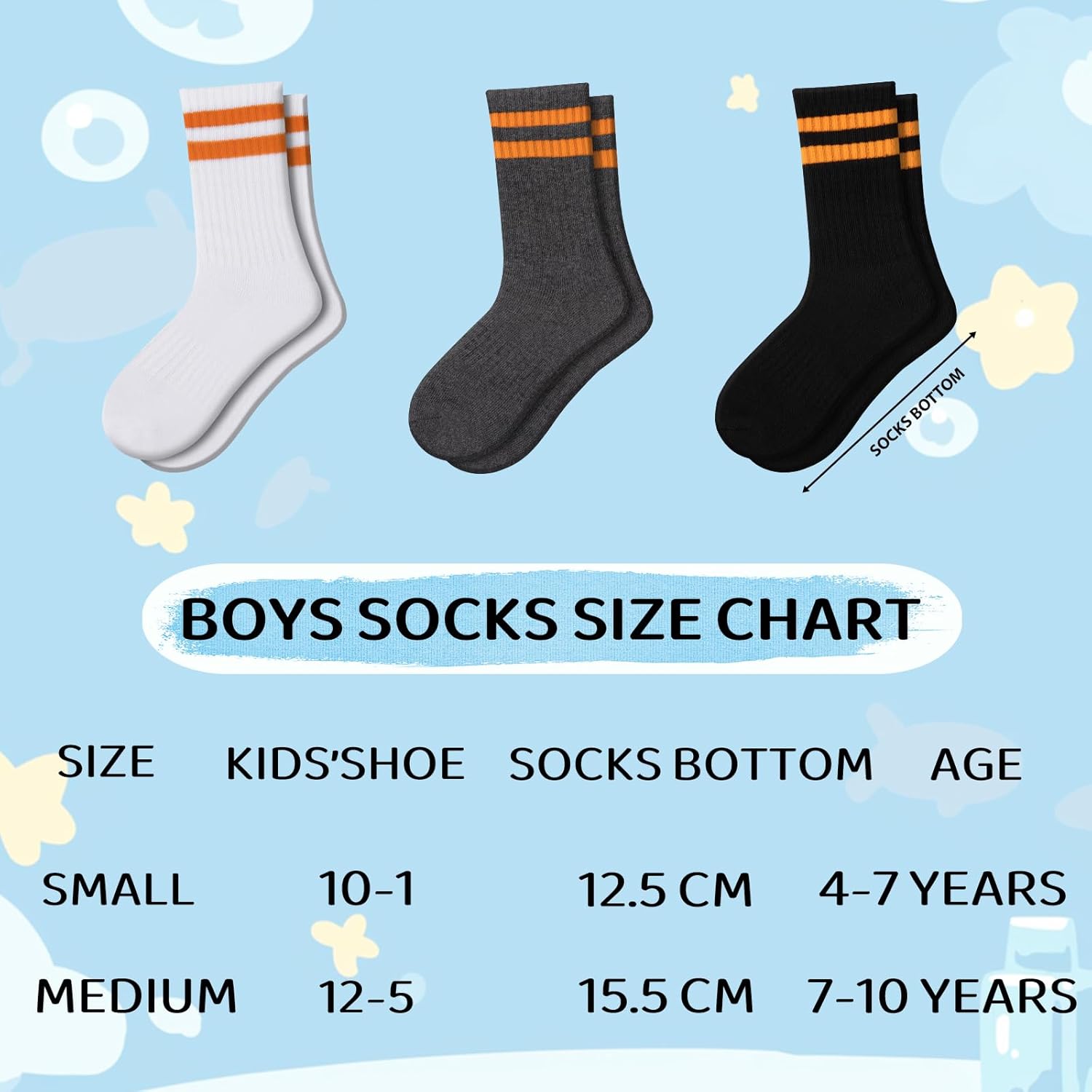 Comfoex 10 Pairs Boys Crew Socks Sports Athletic Long Calf Socks For Kids 4-10 Years Old With Cushioned Sole - Image 3