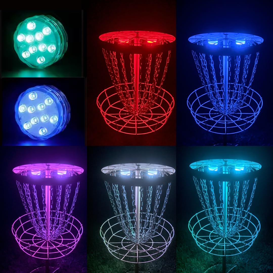 Birdi Disc Golf Beacon -2Pack - Canasta de Golf con Discos magnéticos LED Luces-Control Remoto-Impermeable-Multicolor-Disco Brillante Golf-Disco Nocturno Golf