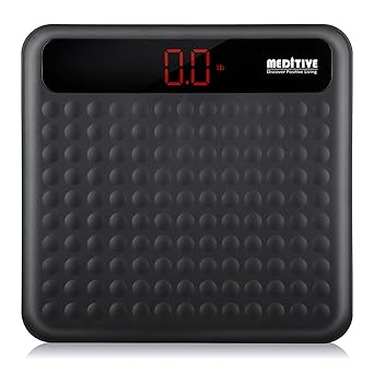 MEDITIVE Digital Human Weight Scale, Anti-Slip Fiber Body Weighing Machine 180 Kg (Black)