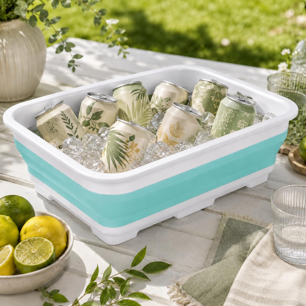Goderewild Collapsible Dish Pan, 10L (2.6 Gal) Foldable Sink Tub, Mint image 5