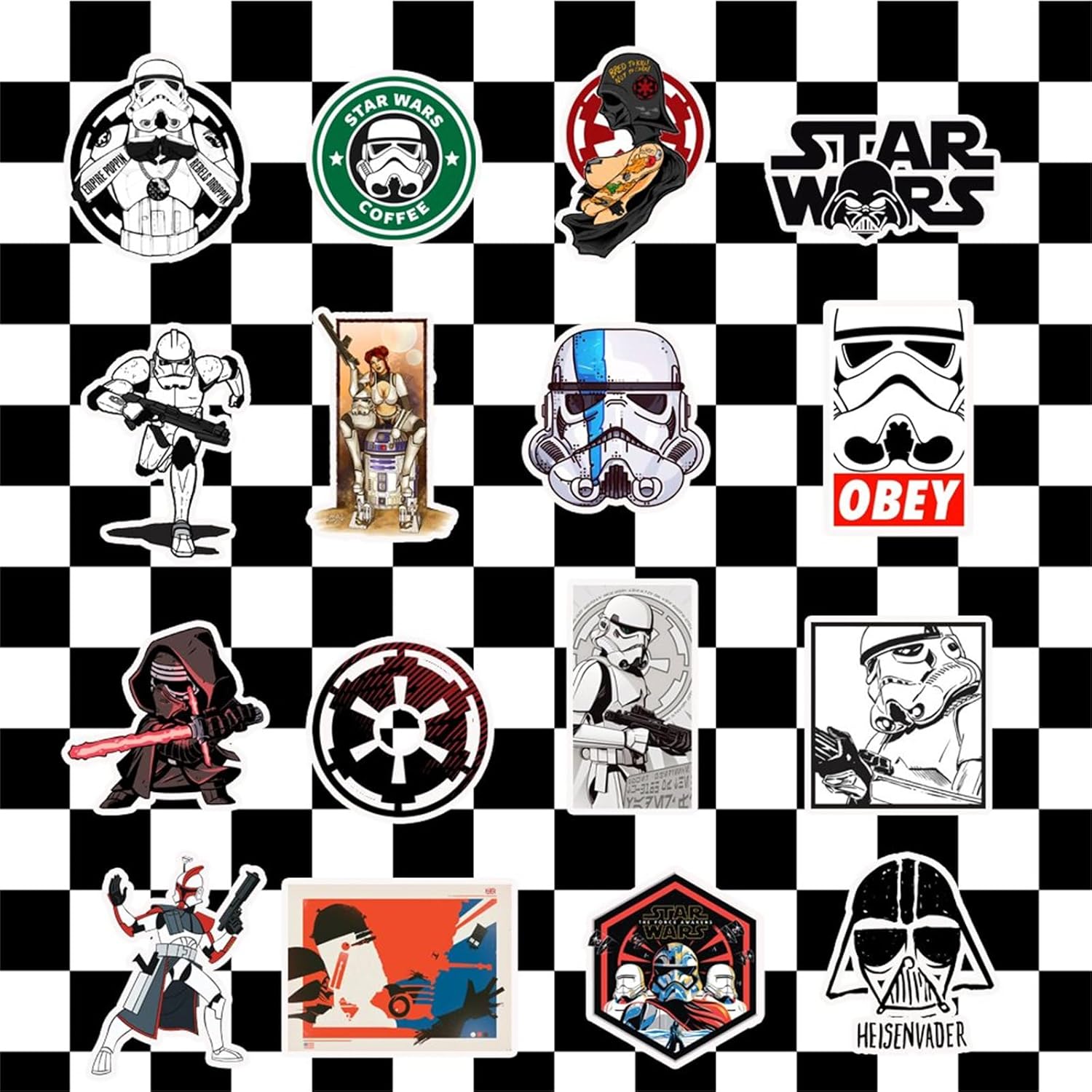 Cartoon Star War Stickers for Kids, 50pcs Vinyl Waterproof Cool Movie Decal for Water Bottle Laptop Toy Sticker for DIY Decorate Bumper Phone Hard Hat Kids Teens Gifts - Image 5