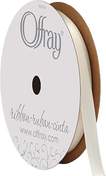 Berwick Offray 061527 1/4" Wide Single Face Satin Ribbon, Antique White Ivory, 20 Yds