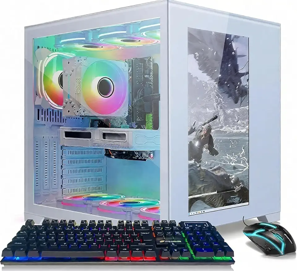STGAubron Gaming PC Desktop Computer, Intel Core i7 8th Gen up to 4.1G, GeForce RTX 3060 12G, 32GB DDR4, 2TB SSD, WiFi 6, BT 5.0, RGB Fan x9, Windows 11 Home