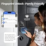 Serrure de porte intelligente avec poignée (Gateway), 7 en 1 Contrôle d'application à distance de verrouillage de porte d'empreinte digitale, mot de passe, IC Carte, clés, NFC, Sonnette de porte intégrée pour l'Hôtel Chambre à coucher de porte avant Appartement et Mor