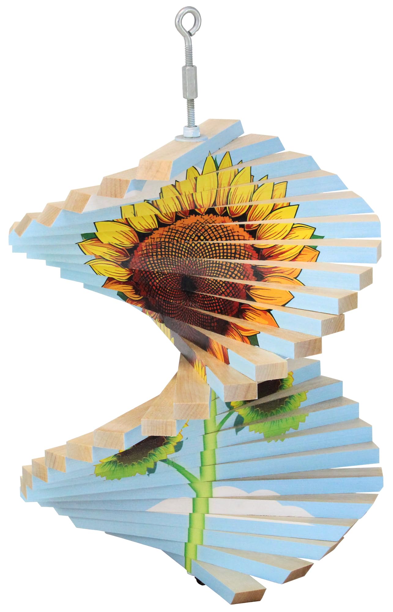 Blooming Sunflower Wood Wind Spinner - Made in USA