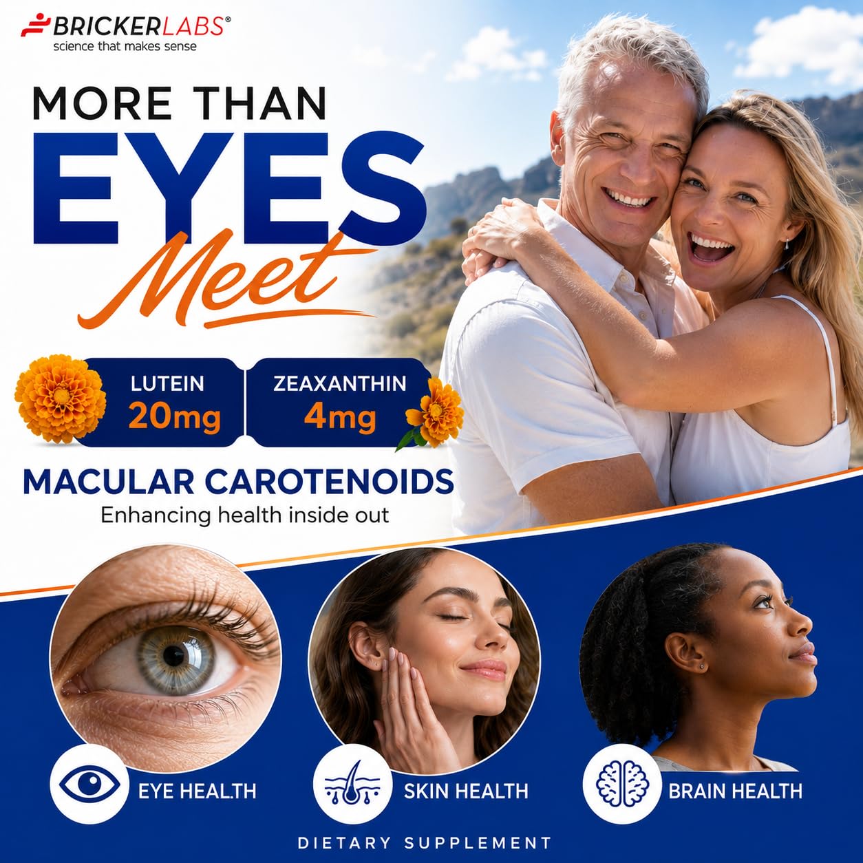 Bricker Labs Natural Lutein + Zeaxanthin Eye Supplement – Supports Eye, Brain, and Skin Health with Macular Carotenoids, Superior Bioavailability, AREDS2 Chosen Lutein Source – 60 Soft Gels — Amazon image 3