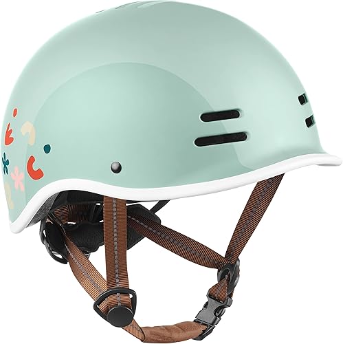 Retrospec Remi - Casco de bicicleta para niños y niñas, casco de bicicleta con visera integrada y correas reflectantes ajustables para patineta,